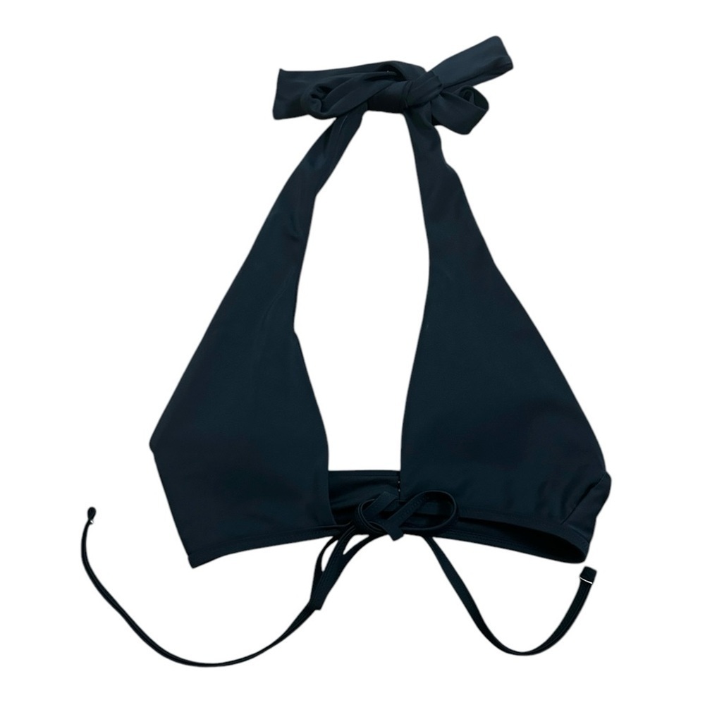 AERIE Black Scoop Bikini Top Wrap Around Bust Tie Front Halter Womenās Sz Small